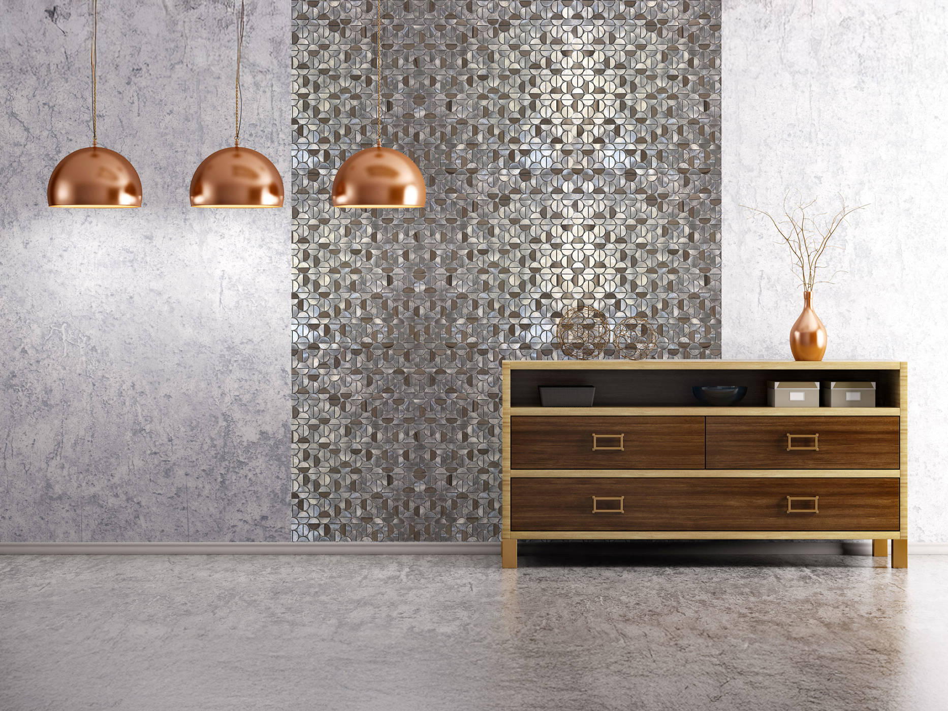 Aluminum & Marble Semi Circle Silver Brown 2 | Qualis Ceramica | Luxury Tile and Vinyl at affordable prices