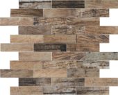 Beige Brown Mix Wood 1.1"x4" Glazed Ceramic Mosaic | Qualis Ceramica | Luxury Tile and Vinyl at affordable prices