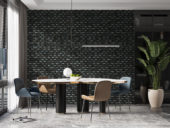 Black 3D Metal Mix Finish 2"x2" 11.5"x11.5" | Qualis Ceramica | Luxury Tile and Vinyl at affordable prices