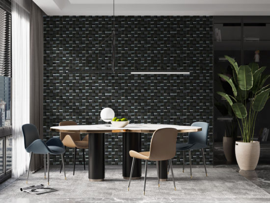Black 3D Metal Mix Finish 2"x2" 11.5"x11.5" | Qualis Ceramica | Luxury Tile and Vinyl at affordable prices