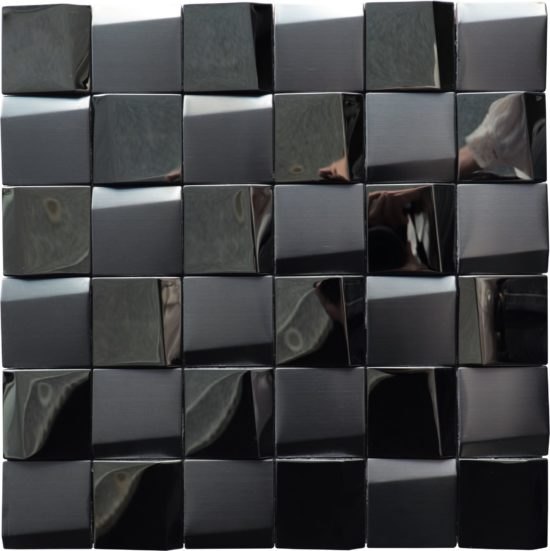 Black 3D Metal Mix Finish 2"x2" 11.5"x11.5" | Qualis Ceramica | Luxury Tile and Vinyl at affordable prices