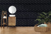 Black Brick Pattern Glossy Glazed Ceramic 2"x6" | Qualis Ceramica | Luxury Tile and Vinyl at affordable prices
