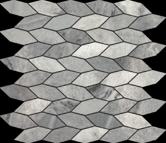 Elongated Hexagon Ice Grey "Leaves" Mosaic | Qualis Ceramica | Luxury Tile and Vinyl at affordable prices