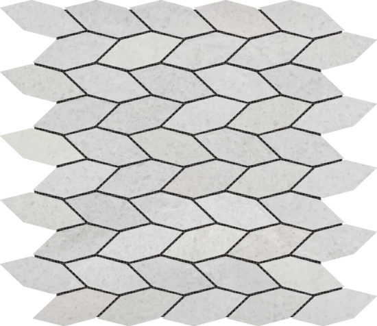 Elongated Hexagon White Grey "Leaves" Mosaic | Qualis Ceramica | Luxury Tile and Vinyl at affordable prices