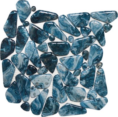 Glass Pebble Blue Marble Pattern Mix Mosaic 11.4″x11.4″