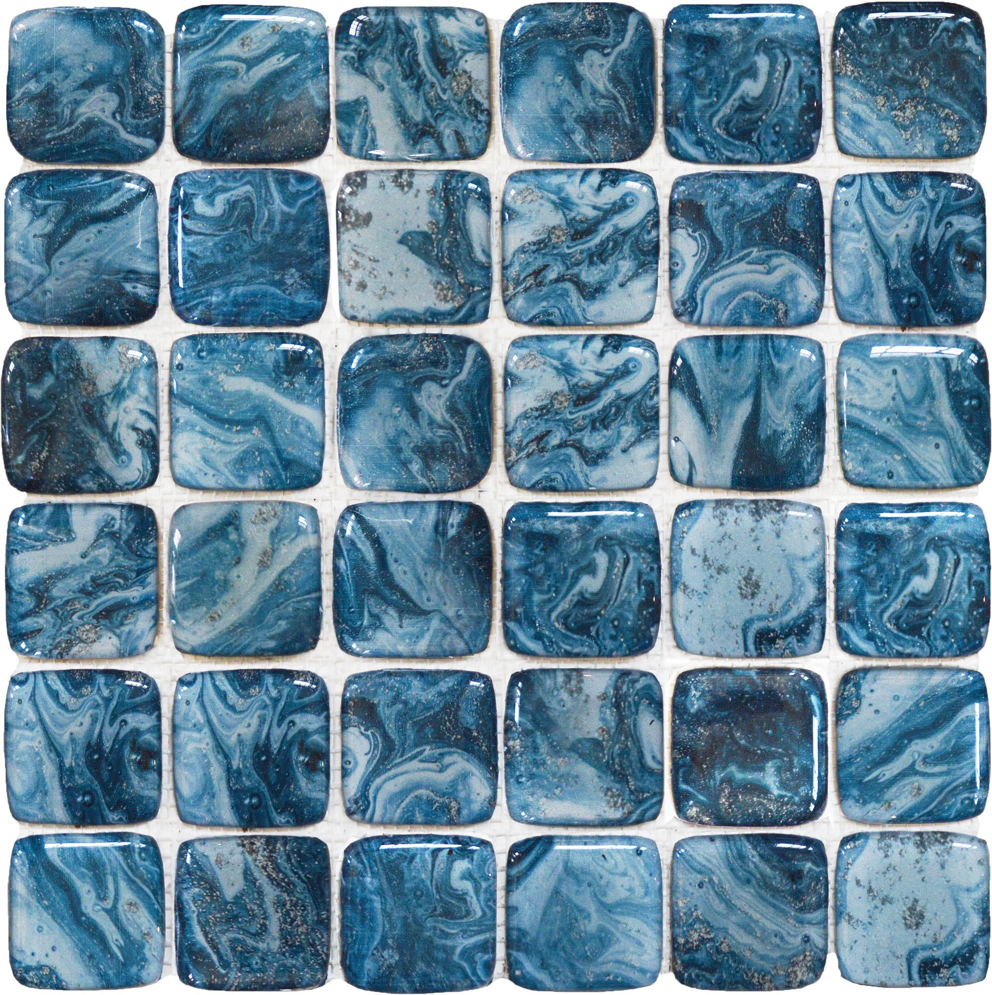 Glass Square Blue Marble Pattern Mix Mosaic