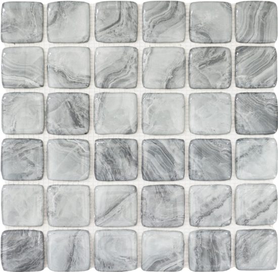Glass Square Light Grey Marble Pattern Mix Mosaic | Qualis Ceramica | Luxury Tile and Vinyl at affordable prices