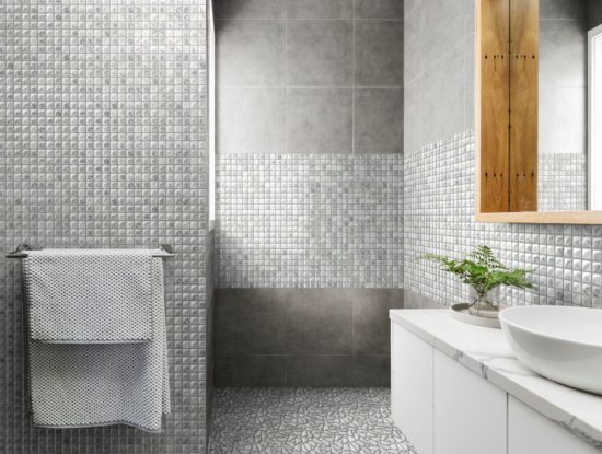 Glass Square Light Grey Marble Pattern Mix Mosaic | Qualis Ceramica | Luxury Tile and Vinyl at affordable prices