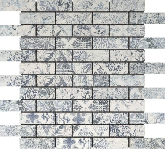 Grey Mix Pattern Deco Brick Matte Glazed Porcelain 1"x3" Mosaic | Qualis Ceramica | Luxury Tile and Vinyl at affordable prices