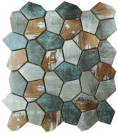 Hexagon Aluminum Mix Green Grey Beige 11.4"x12.2" | Qualis Ceramica | Luxury Tile and Vinyl at affordable prices