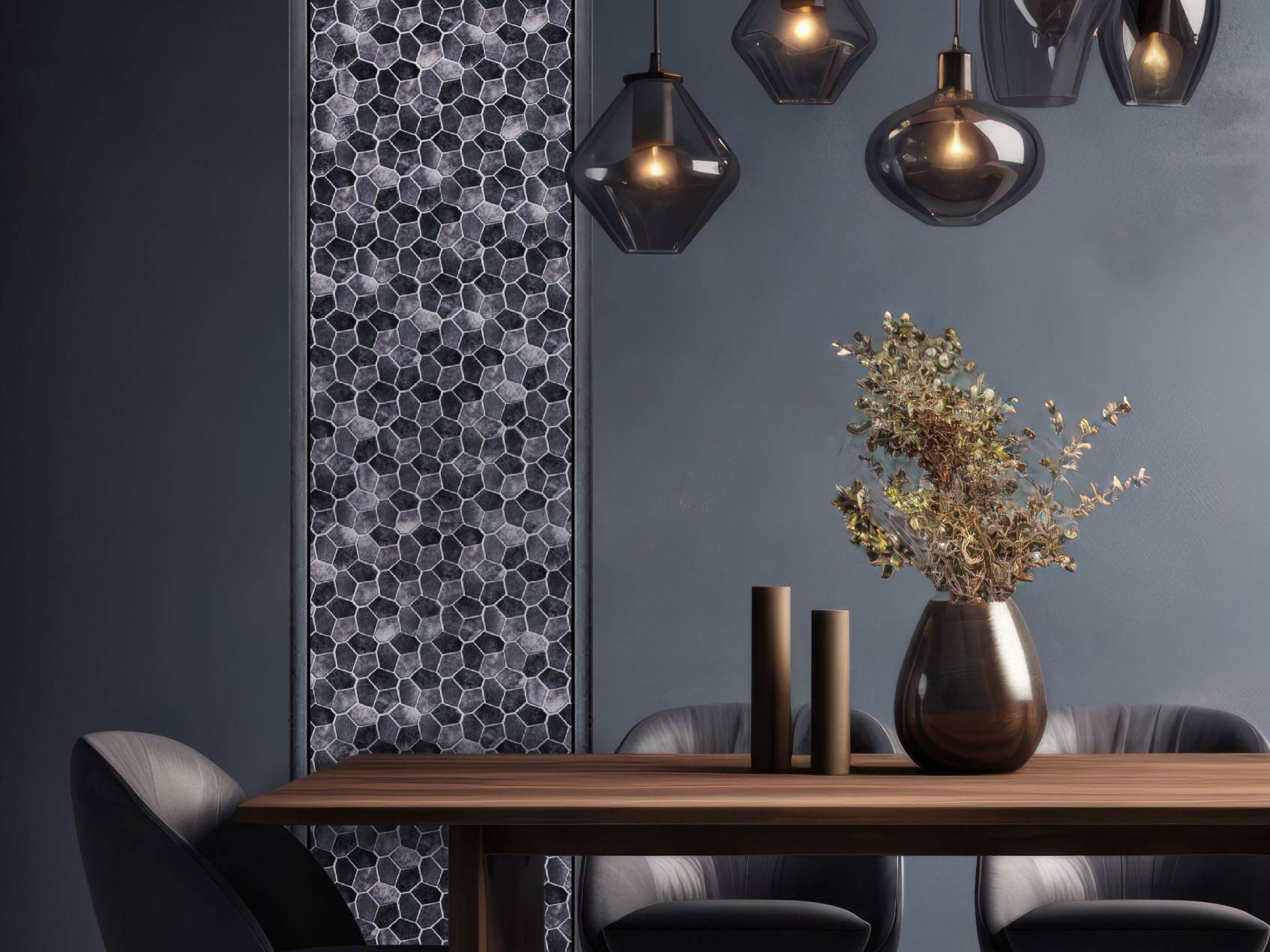 Hexagon Aluminum Mix Grey Mosaic  | Qualis Ceramica | Luxury Tile and Vinyl at affordable prices