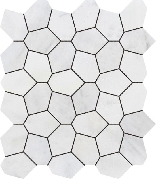 Irregular Hexagon White Grey Marble | Qualis Ceramica | Luxury Tile and Vinyl at affordable prices