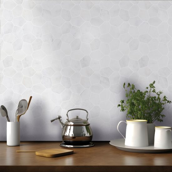 Irregular Hexagon White Grey Marble | Qualis Ceramica | Luxury Tile and Vinyl at affordable prices