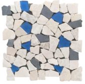 Mini Opus Beige Grey Marble Mix & Blue Glass | Qualis Ceramica | Luxury Tile and Vinyl at affordable prices