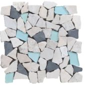 Mini Opus Beige Grey Marble Mix & Green Glass | Qualis Ceramica | Luxury Tile and Vinyl at affordable prices