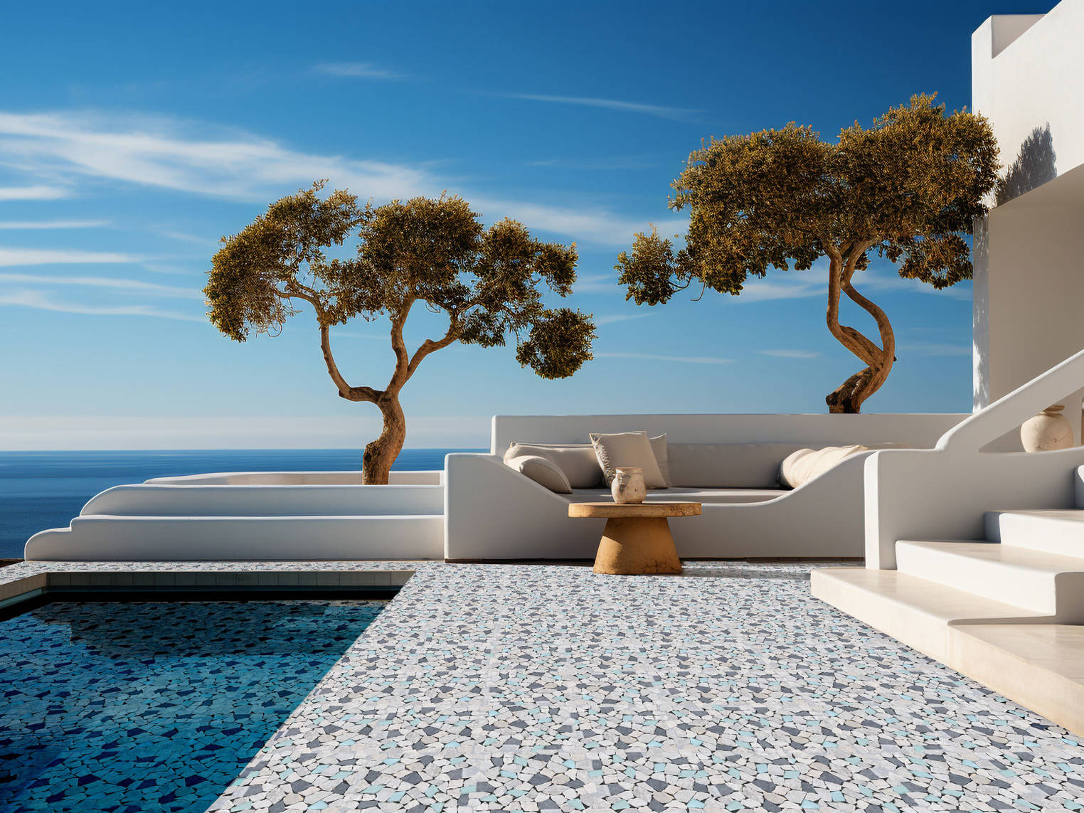 Mini Opus Beige Grey Marble Mix & Green Glass | Qualis Ceramica | Luxury Tile and Vinyl at affordable prices