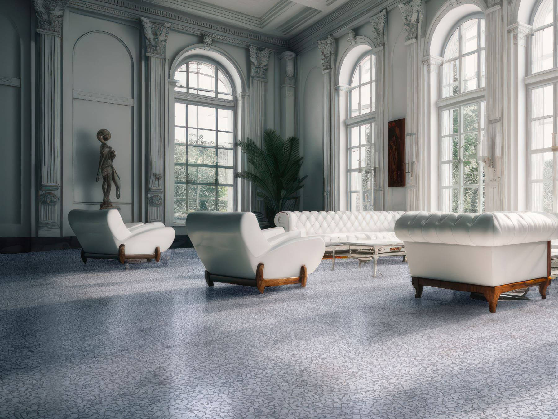 Mini Opus Matte White Grey Marble Stone Interlocking 2 | Qualis Ceramica | Luxury Tile and Vinyl at affordable prices