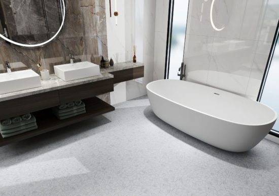 Mini Opus Matte White Grey Marble Stone Interlocking | Qualis Ceramica | Luxury Tile and Vinyl at affordable prices
