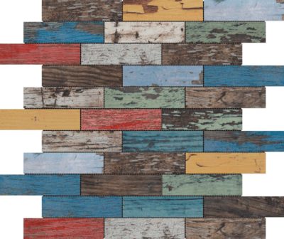 Multicolor Wood 1.1″x4″ Glazed Ceramic Mosaic