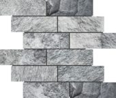 Slate Stone Grey Glazed Ceramic 2"x6" Brick Mosaic | Qualis Ceramica | Luxury Tile and Vinyl at affordable prices