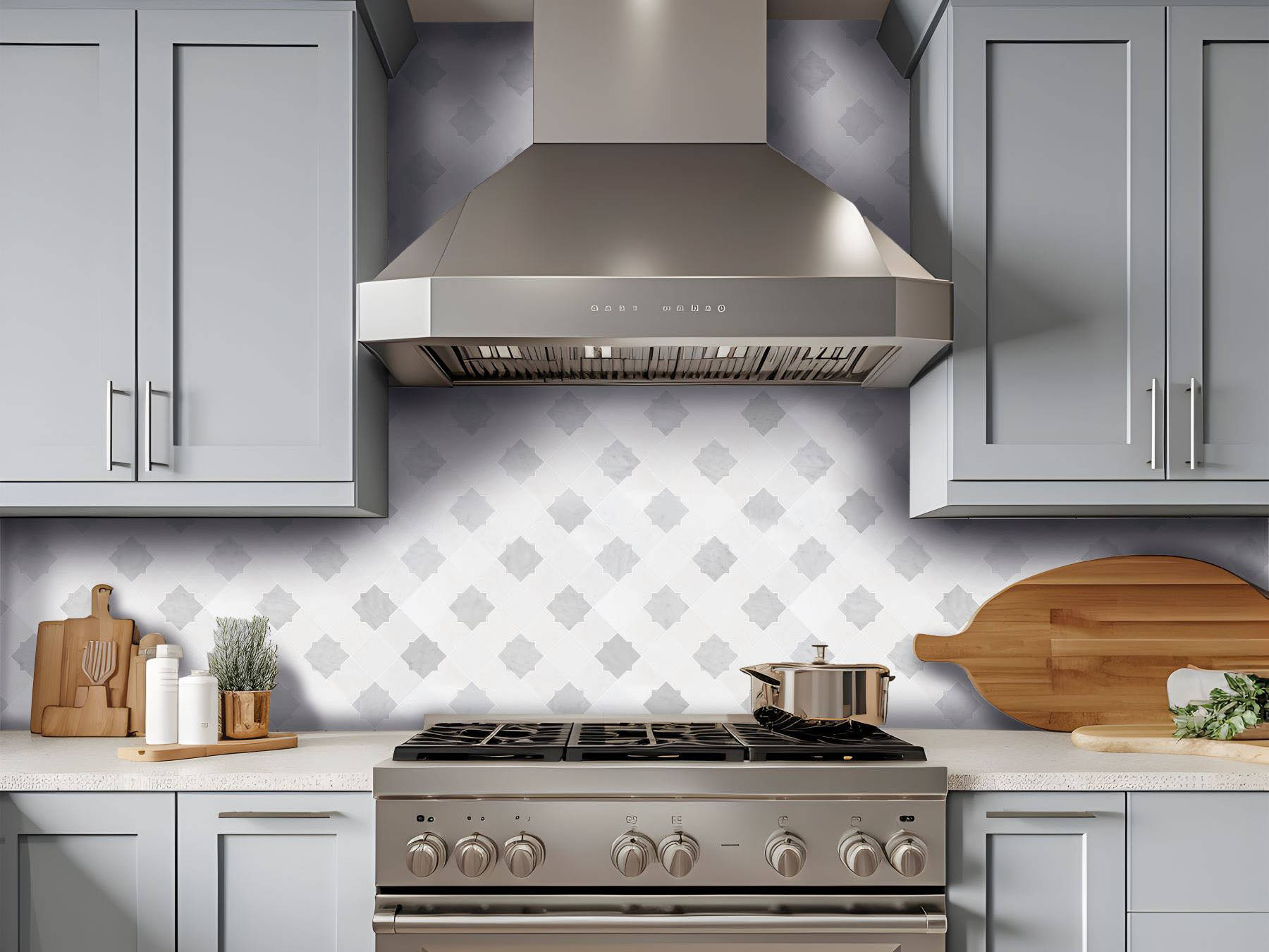 Star & Square White & Grey Mix Marble 2 | Qualis Ceramica | Luxury Tile and Vinyl at affordable prices