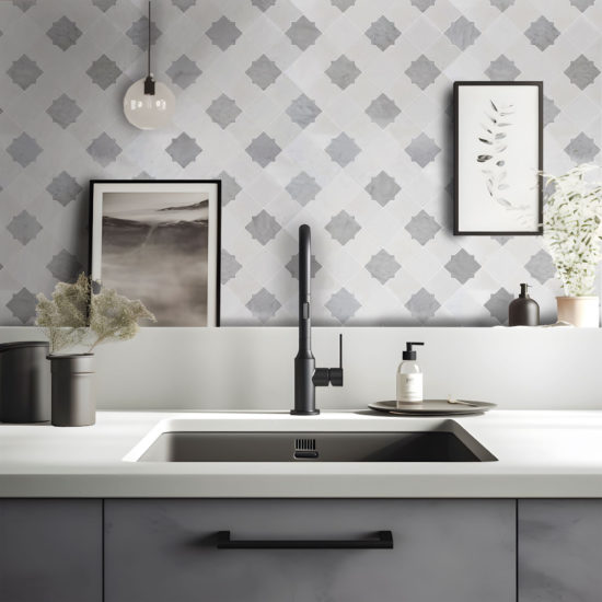 Star & Square White & Grey Mix Marble | Qualis Ceramica | Luxury Tile and Vinyl at affordable prices